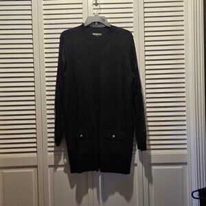 INC Black Lace Sleeve Sweater Tunic